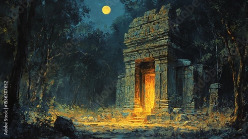 Ancient Temple Moonlit Ruins