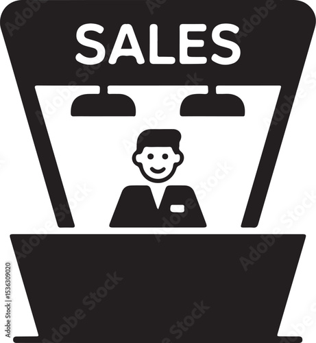 Salesperson at a counter simple black icon