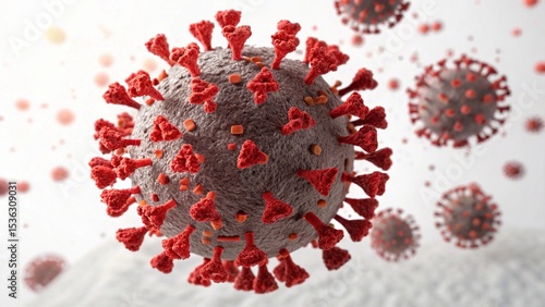 Realistic 3D COVID-19 Virus Model Scientific Medical Illustration Diagram