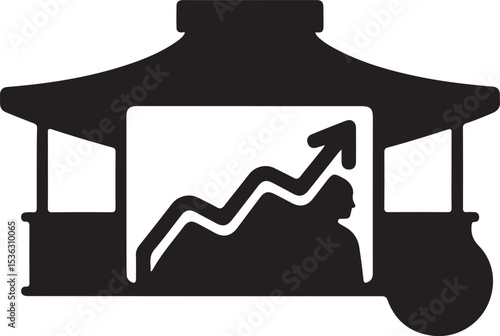 Business growth concept with market stall icon