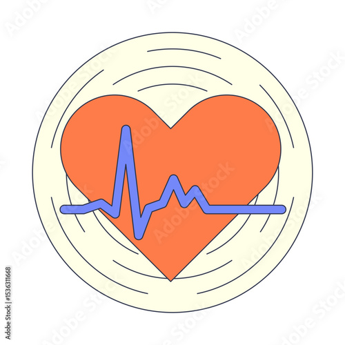 A stylized heart with an EKG line generates ripples, symbolizing the far-reaching impact of life and emotion. Represents love, vitality, and influence spreading outwards from a single pulse.