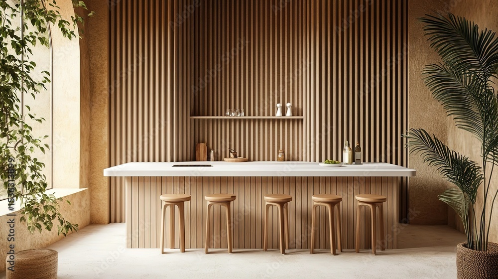 Modern minimalist wooden kitchen counter Modern minimalist wooden kitchen counter