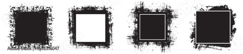 Grunge square black ink strokes element