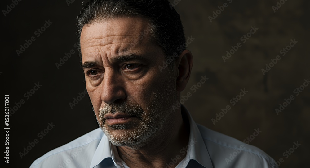 A Pensive Gaze: Portrait of a Man Contemplating Life's Intricacies A Pensive Gaze: Portrait of a Man Contemplating Life's Intricacies