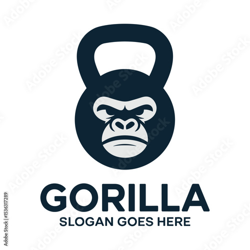 Gorilla kettlebell fitness logo design template