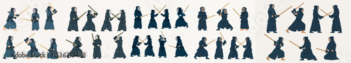 Vector Set Kendo practice in vector style martial art
