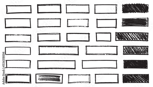 Hand drawn rectangle frame and marker element