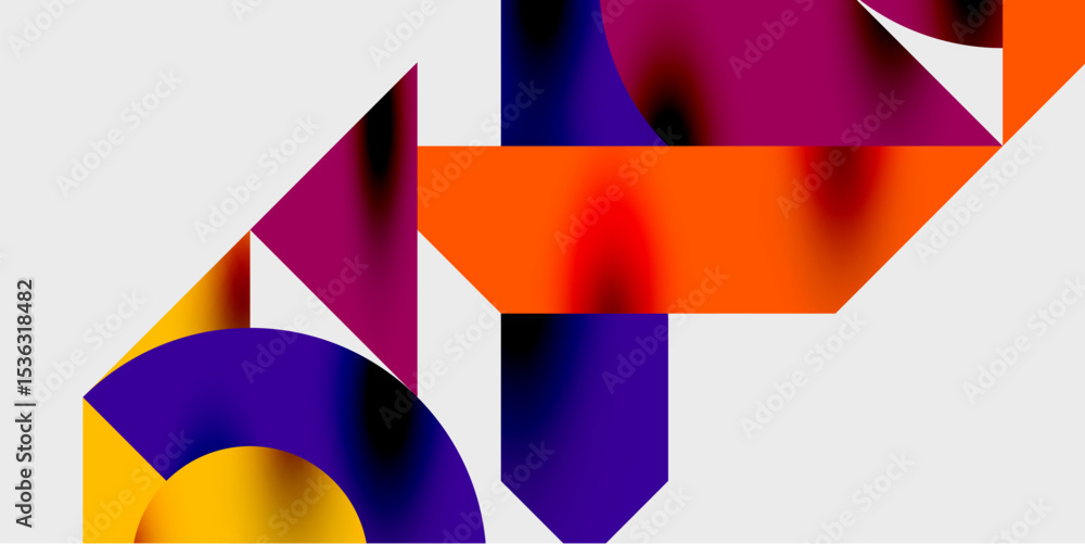 Abstract geometric shapes, vibrant colors, smooth gradients. Composition features overlapping forms, dynamic arrangement, modern aesthetic. Abstract geometric shapes, vibrant colors, smooth gradients. Composition features overlapping forms, dynamic arrangement, modern aesthetic.
