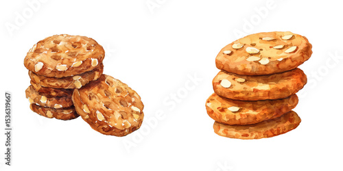 anzac biscuits watercolor vector illustration