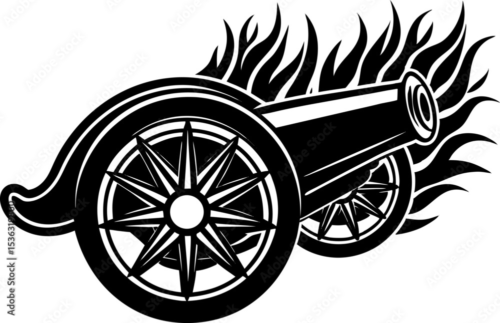 Fototapeta premium Fire cannon icon logo design.