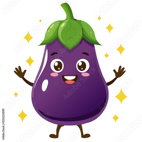 笑顔のナスのキャラクターイラスト