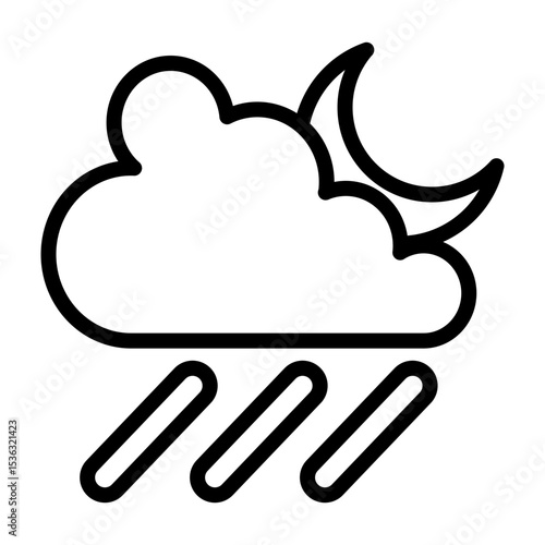 Rainy Night Vector Filled Icon Design