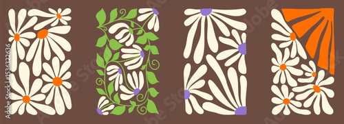 Vintage wavy floral background with classic elements