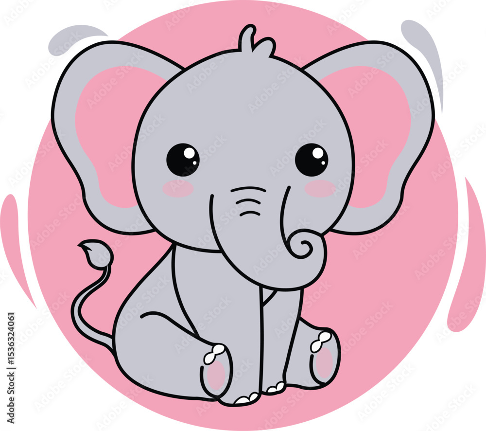 Fototapeta premium World Elephant Day. Cute cartoon baby elephant illustration for World Elephant Day celebration. Adorable animal design perfect for posters, prints, and awareness campaigns.
