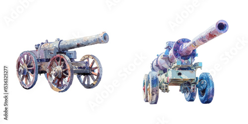 artillery watercolor vector illustration