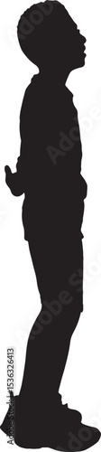 vector; silhouette of a standing boy