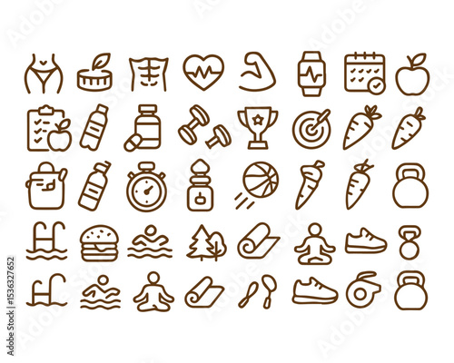Fitness web icons set