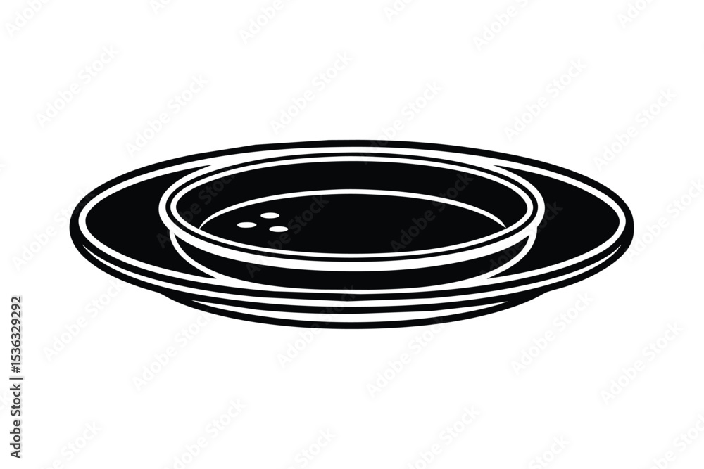 Fototapeta premium Simple Black and White Illustration of a Dinner Plate