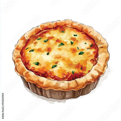 Savory Quiche with Golden Crust and Green Herb Garnish a Culinary Delight