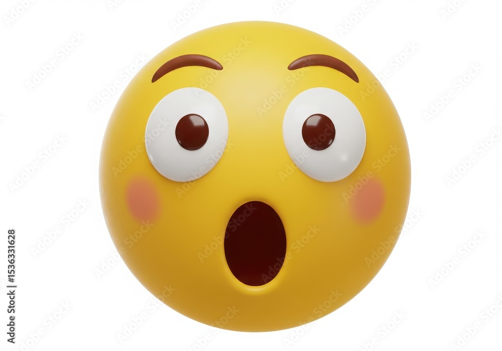 Fototapeta premium Surprised emoji with wide open mouth and eyes