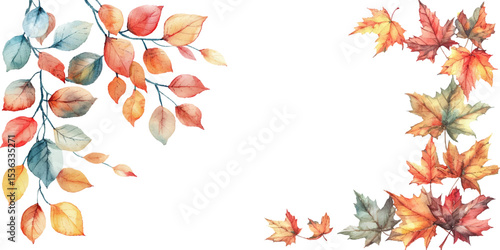 autumn leaves watercolor vector illustration