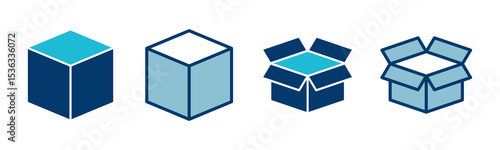 Box icon vector isolated on white background. Cardboard box, packaging open. Box vector icon