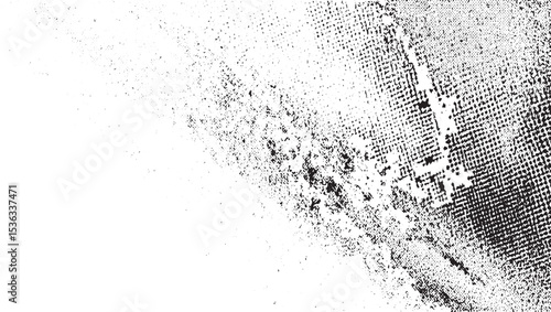 Black and White Abstract Texture Background Distressed Grunge Overlay Pattern Design Element Fifty Percent
