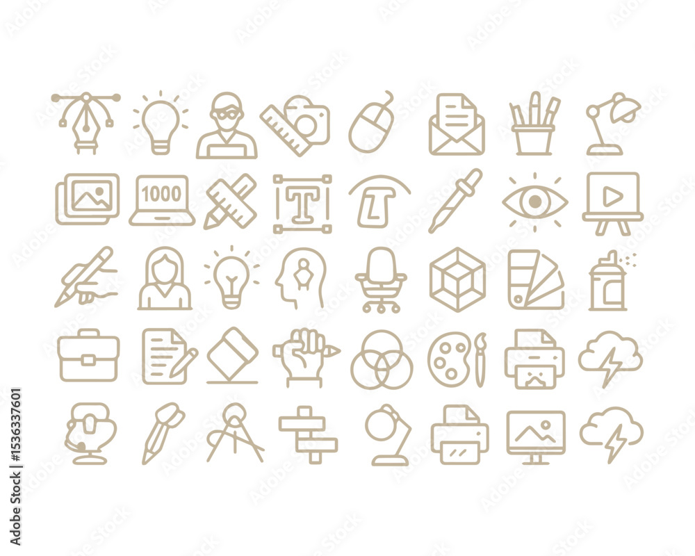 Graphic design web icons set