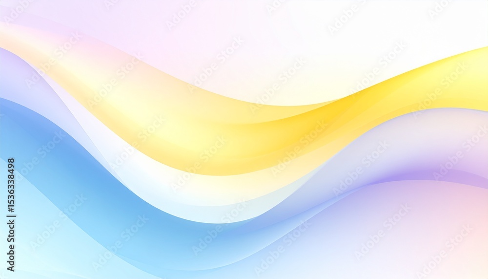 Obraz premium Abstract Gradient Waves in Pastel Yellow, Blue, and Lavender background