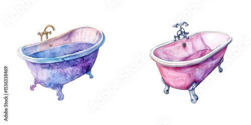baby bathtub watercolor vector illustration