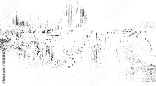 Abstract grayscale texture with varying shades of gray and black creating a distressed effect resembling a city skyline or landscape