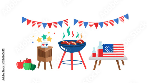Patriotic BBQ Celebration with American Flag