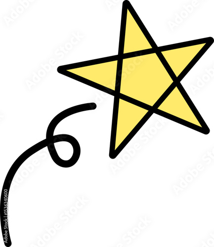 별똥별 라인드로잉 스티커 아이콘(shooting star line drawing icon)