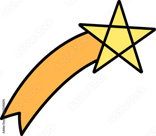 별똥별 라인드로잉 스티커 아이콘(shooting star line drawing icon)