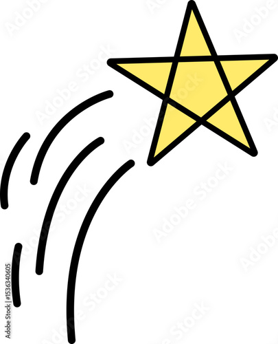 별똥별 라인드로잉 스티커 아이콘(shooting star line drawing icon)