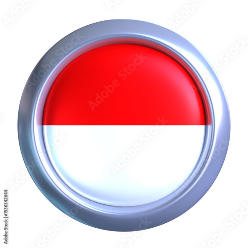 Free Download 3D Indonesian Flag with circle metallic frame, showcasing national emblem detail in a polished, modern design. Perfect for apps, UI, or educational use - GFXLoad