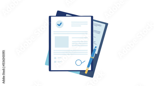 Navigating success with a signed contract a visual promise of commitment and understanding in blue