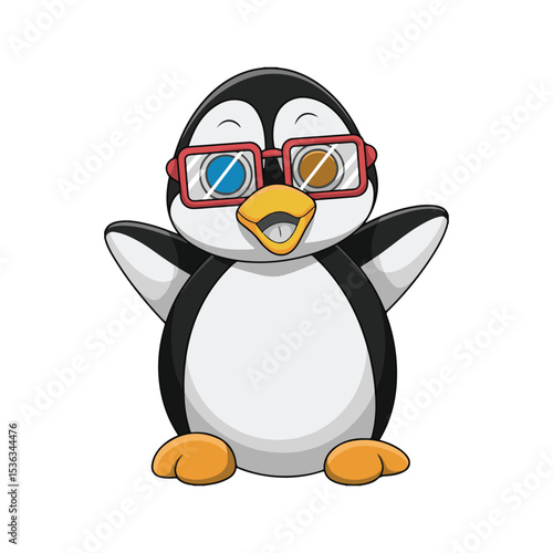3d penguin in glasses