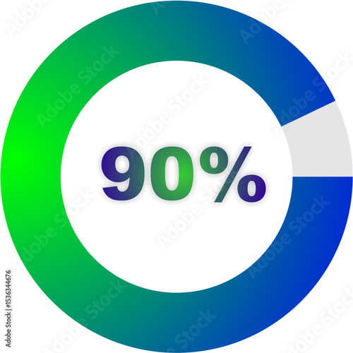 90% Complete Circular Progress Indicator Graphic Design Element