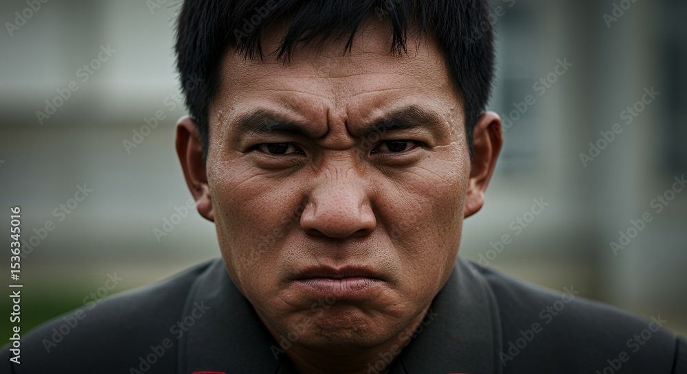 Obraz premium Close-up Portrait of a Man with a Serious Expression