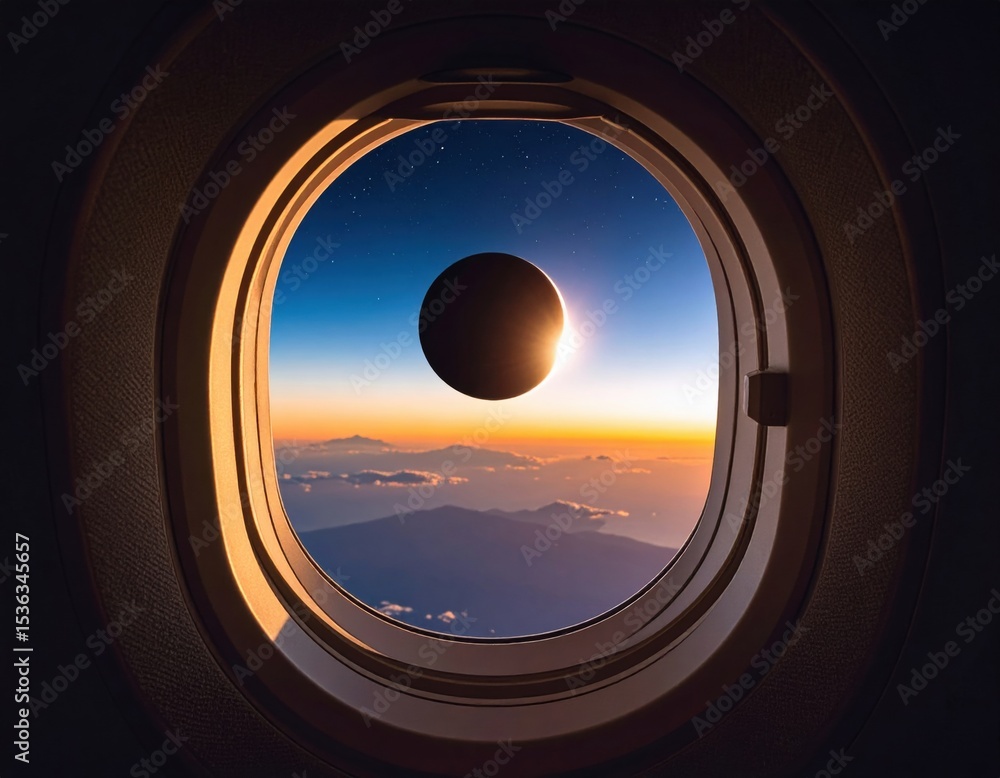 Total solar eclipse seen through an airplane window Total solar eclipse seen through an airplane window