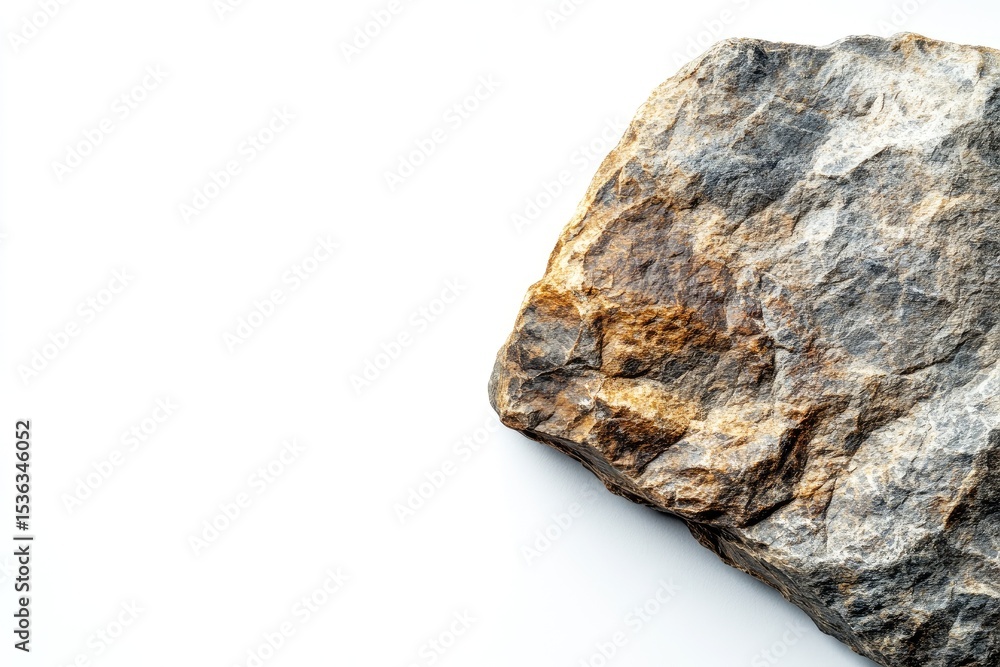 Naklejka premium Close-up of a rough-textured stone against white