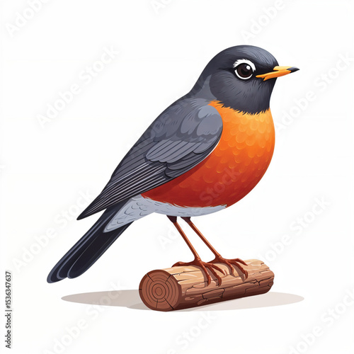 American Robin cartoon vector illustration isolated