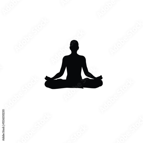 person meditating cross-legged silhouette