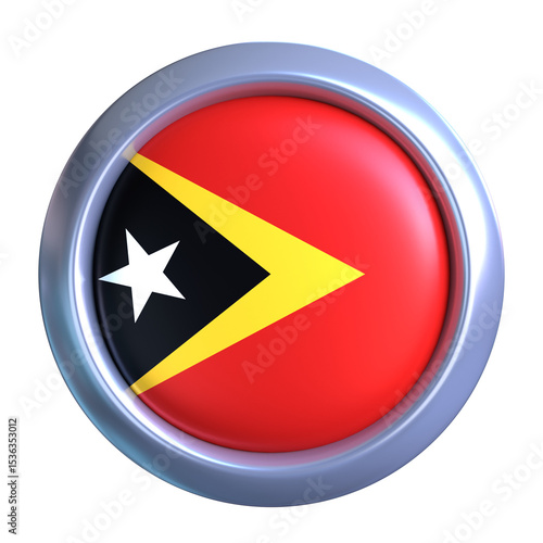 3D Timor Leste Flag with circle metallic frame, showcasing national emblem detail in a polished, modern design. Perfect for apps, UI, or educational use Free Download 3D Timor Leste Flag with circle metallic frame, showcasing national emblem detail in a polished, modern design. Perfect for apps, UI, or educational use - GFXLoad