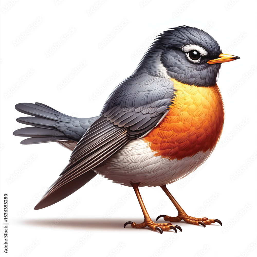 Fototapeta premium American Robin cartoon vector illustration isolated