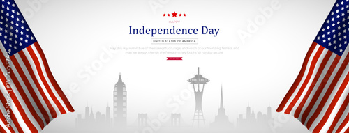 4th of July - Independence Day USA Post and Greeting Card. Modern and Minimal United States Independence Day Celebration Design Vector Illustration