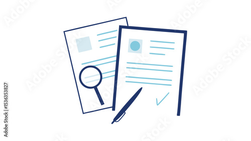 Scrutinizing documents for accuracy a pen marks approval with meticulous attention to detail in blue