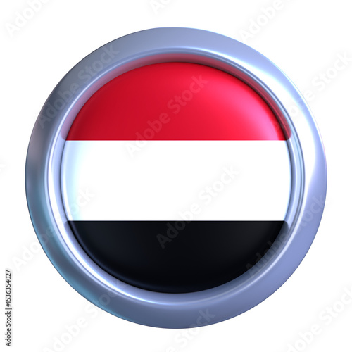3D Yemen Flag with circle metallic frame, showcasing yaman national emblem detail in a polished, modern design. Perfect for apps, UI, or educational use Free Download 3D Yemen Flag with circle metallic frame, showcasing yaman national emblem detail in a polished, modern design. Perfect for apps, UI, or educational use - GFXLoad