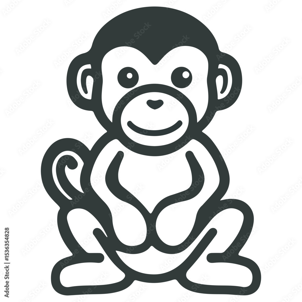 Fototapeta premium monkey, animal, vector, transparent background, creature, icon, pet, cute, mammal, isolated, zoo, nature, jungle